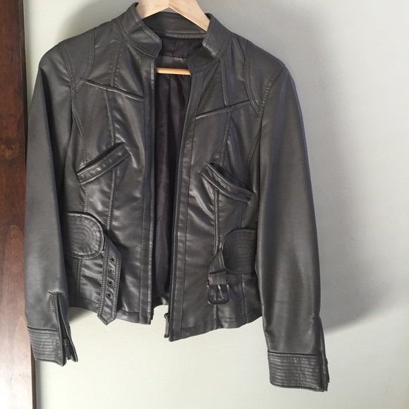 Gray Zara faux leather jacket