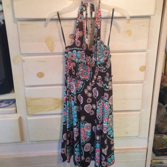 Patterned halter dress