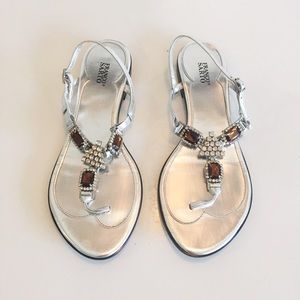 Franco Sarto Size 8 Silver Rhinestone Sandals