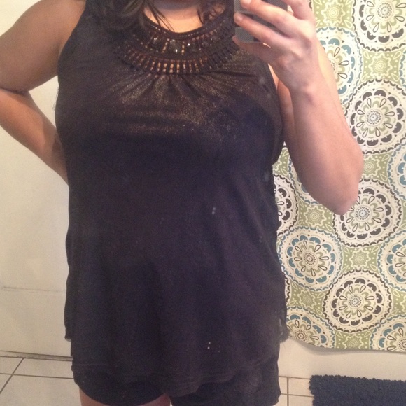 Black and Gold scoop neck top