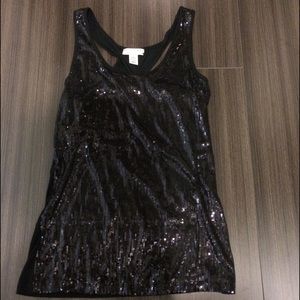 Agaci Black racer back tank sequined top
