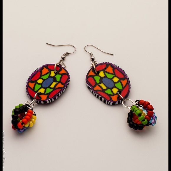 Frog Eye Beads LLC Jewelry - OOAK Handmade Comic Book Bead line earrings