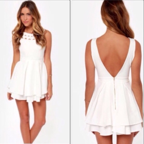 White ivory Lulus open back dress