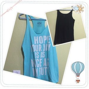 Funny Light Blue Exercise Tank + Black Tank
