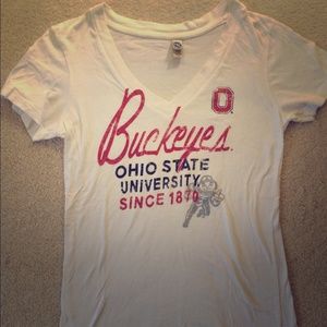 Ohio state buckeyes white v-neck shirt
