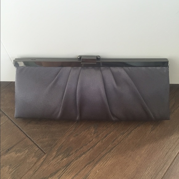 Grey Jessica McClintock silk clutch
