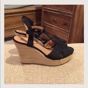 Candies Black Wedges