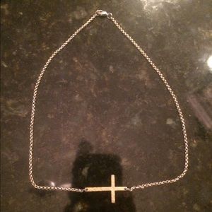 Sideways cross necklace 16"