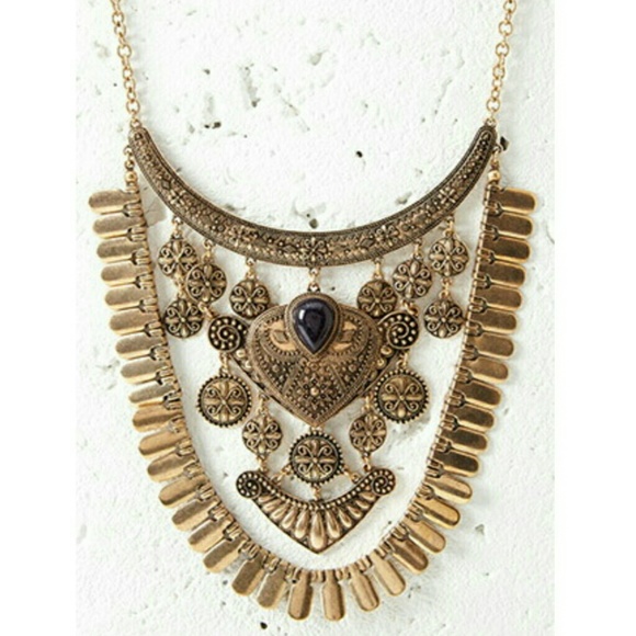 SOLD Etched Charm Statement Necklace