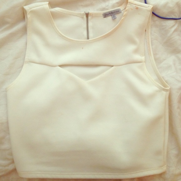 White cutout crop top