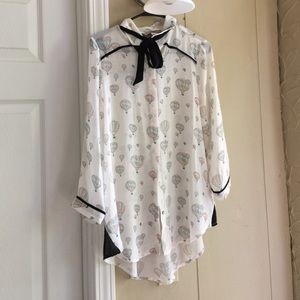 Very cute hot air balloon sheer button up shirt