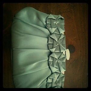Grey formal clutch with tags