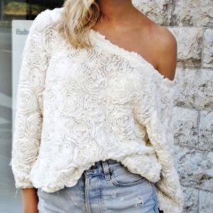 American Apparel White floral dolman Pullover