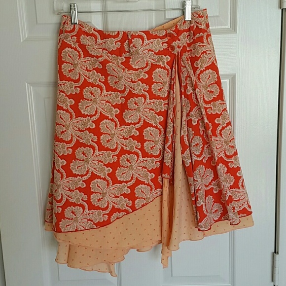 Orange(multi color) knee length Free People skirt