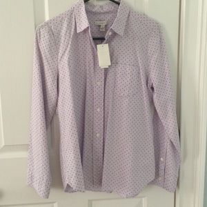 Jcrew lilac and navy dot button down, NWT