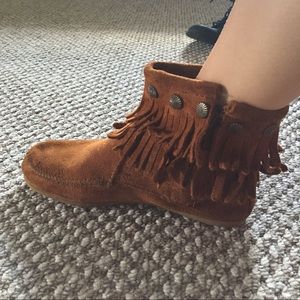 Suede, tan booties