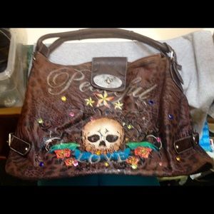 Brown skull tote