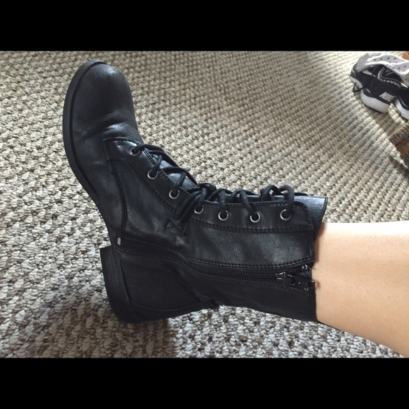 Black combat boots