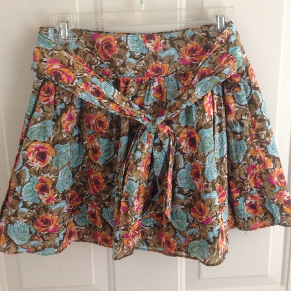 Floral Skirt with Tie