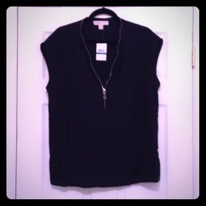 New Michael Kors V-neck Zip-Trim Blouse