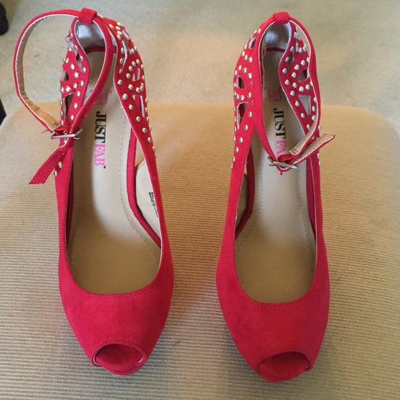 5inch red stiletto's with silver studs.