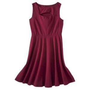 Red cutout skater dress