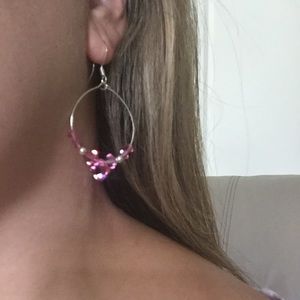 Pink Swarovski crystal earrings.