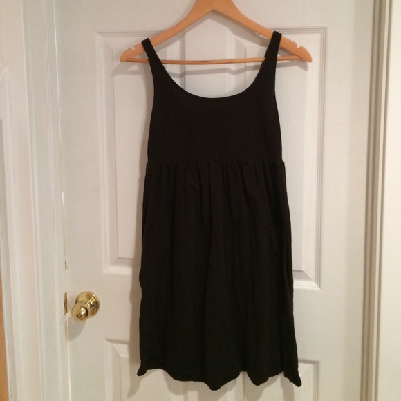 Black Cotton Empire Waist Dress