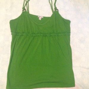 Green tank top.