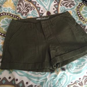 Olive green cuffed shorts