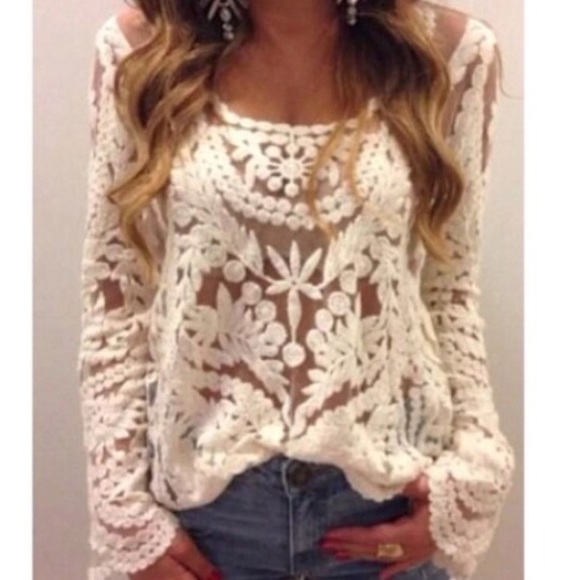 Tops - Beautiful lace top white