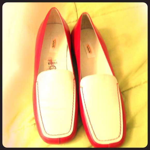 Red white loafers