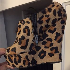 Leopard Print Wedge Booties