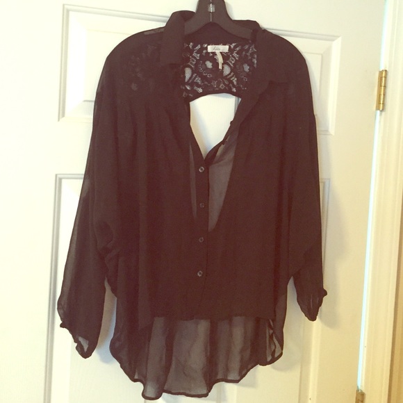 Pac Sun Kirra lace cutout back blouse size large