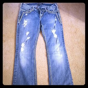 Silver brand distressed bootcut jeans