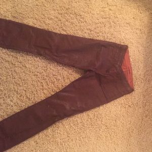 J Brand faux brown leather jeans!
