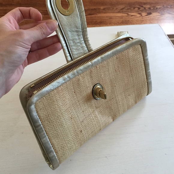 Coach Natural Clutch with Gold Metallic Trim - Picture 2 of 4