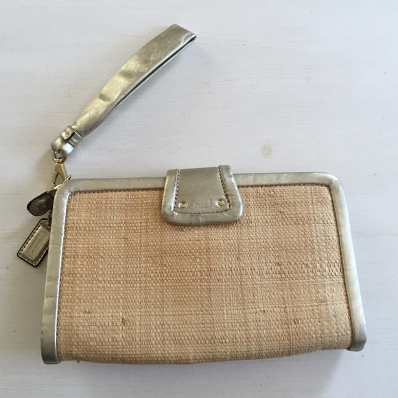 Coach Natural Clutch with Gold Metallic Trim - Picture 4 of 4