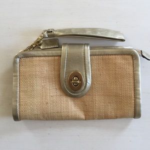 Coach Natural Clutch with Gold Metallic Trim