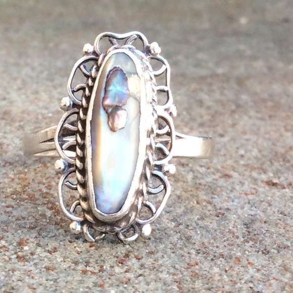 Free People Jewelry - 🚫SOLD Vintage 70's sterling silver abalone ring