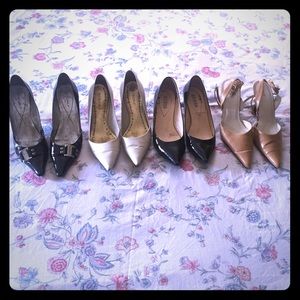 4 pairs of pointy toe heels