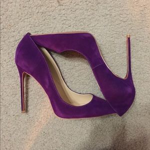 Purple suede red bottom pumps