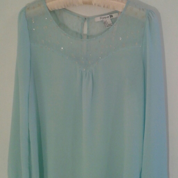 Sheer mint blouse