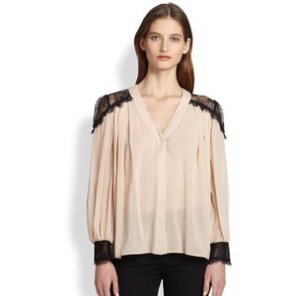 Alice + Olivia Pink and Black Lace Top Sz XS