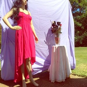 Neon pink up down removable strap halter dress S/P