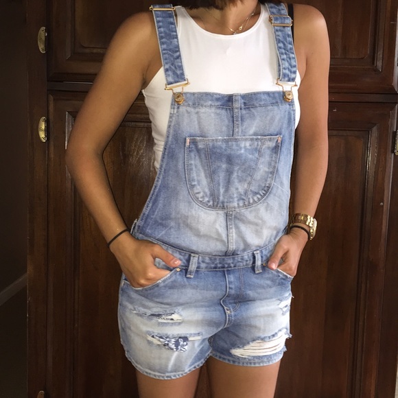 Zara Premium denim short overalls