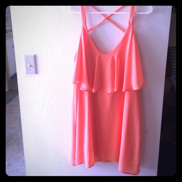 Coral strappy dress