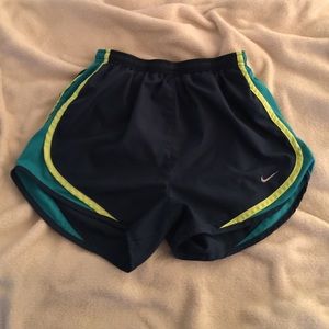 Nike blue/yellow running shorts