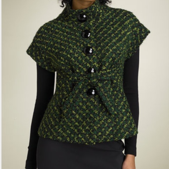 Tie Front Tweed Short Sleeve Jacket
