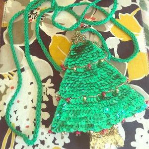 Holiday small crossbody sequined Xmas tree purse